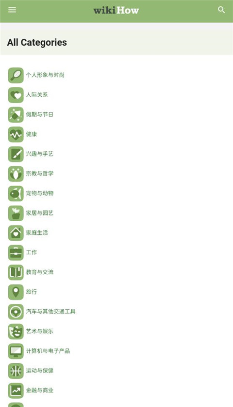wikiHow 中文分类页:个人形象与时尚、人际关系、健康等分类列表